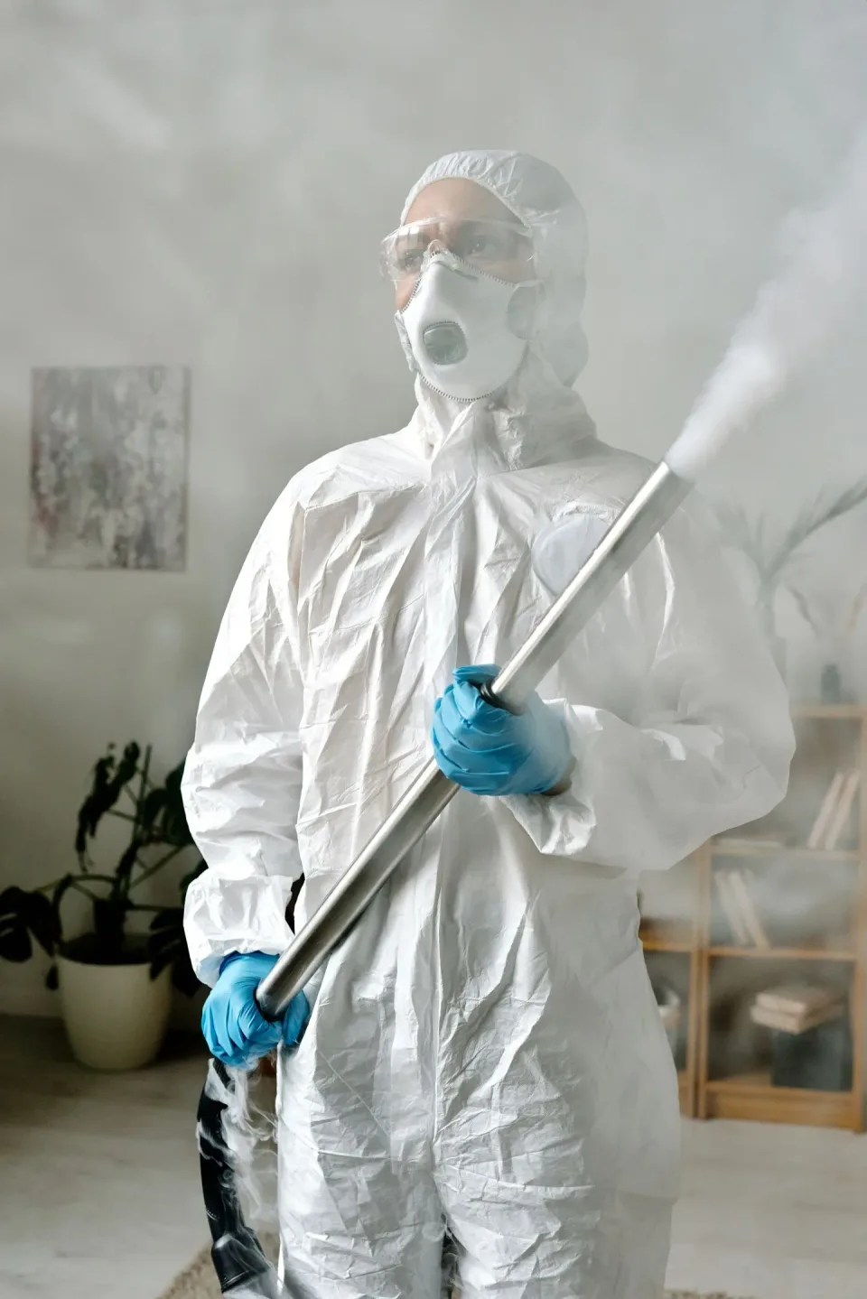 Pest Control Technician — Fumigation — Pest Control Technician, Hazmat Suit, Respirator Mask, Pest Control, Pest Control in…